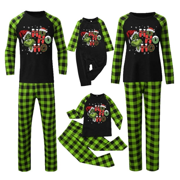 Pijamas navideños a juego Grinch - TKing Fashion 2024 Nuevos conjuntos de pijamas navideños familiares a juego Grinch, pijamas navideños navideños para parejas, adultos y niños, 10 Años