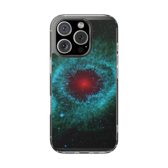 Clear Hybrid Shockproof Case for Apple iPhone 16 PRO - Ethereal Teal Cosmic Nebula Glow