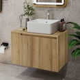 thumbnail image 6 of 30 Inch Floating Bathroom Vanity with Sink – Wall-Mounted Vanity with Hidden Drawer, Natural Wood Finish, Modern Vessel Sink Vanity for Bathroom(Nature with Sink, 30"), 6 of 7