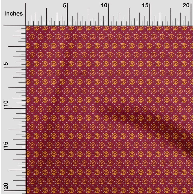 oneOone Tissu Georgette Viscose Carmin Rouge Petit Motif Bandhani Matériel de Robe Tissu Imprimé Tissu au Mètre 42 Pouces de Large