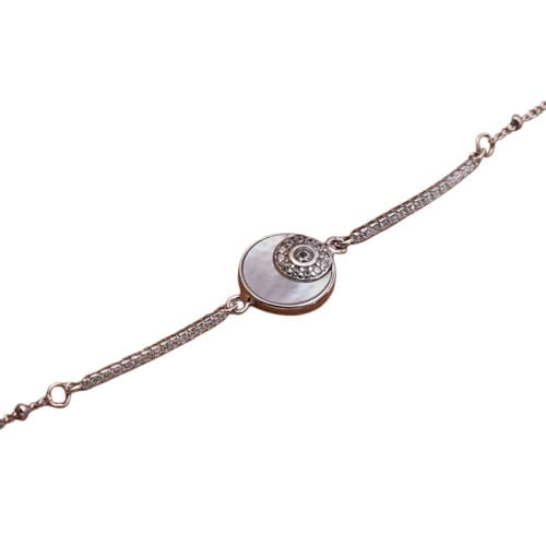 Brilliance Jewels 14K White Gold Plated Round Cut Moissanite Diamond Medallion Bracelet for Women