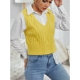 thumbnail image 5 of Women V-Neck Sweater Pullover Cable Knit Vest Solid Color Sleeveless Vest Pullover, 5 of 5