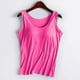 thumbnail image 2 of Camiseta deportiva sin mangas de color liso para yoga para mujer: almohadilla en el pecho, sin aros, tirantes anchos, camiseta sin mangas informal, cuello redondo, ropa de verano, 2 of 3