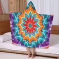 thumbnail image 5 of Colorful Tie Dye Starflower Pattern Hooded Bath Towel，50"x30" for Ages 3 To 12 Kids, Quick Dry Lightweight Soft Microfiber Hood Beach Towel Cover Up for Kids, 5 of 7