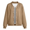 thumbnail image 5 of YUANxueke Boys Girls Fleece Lined Varsity Jackets Fashion Button Down Warm Baseball Jackets with Pockets,Brown,4-5 Years, 5 of 5