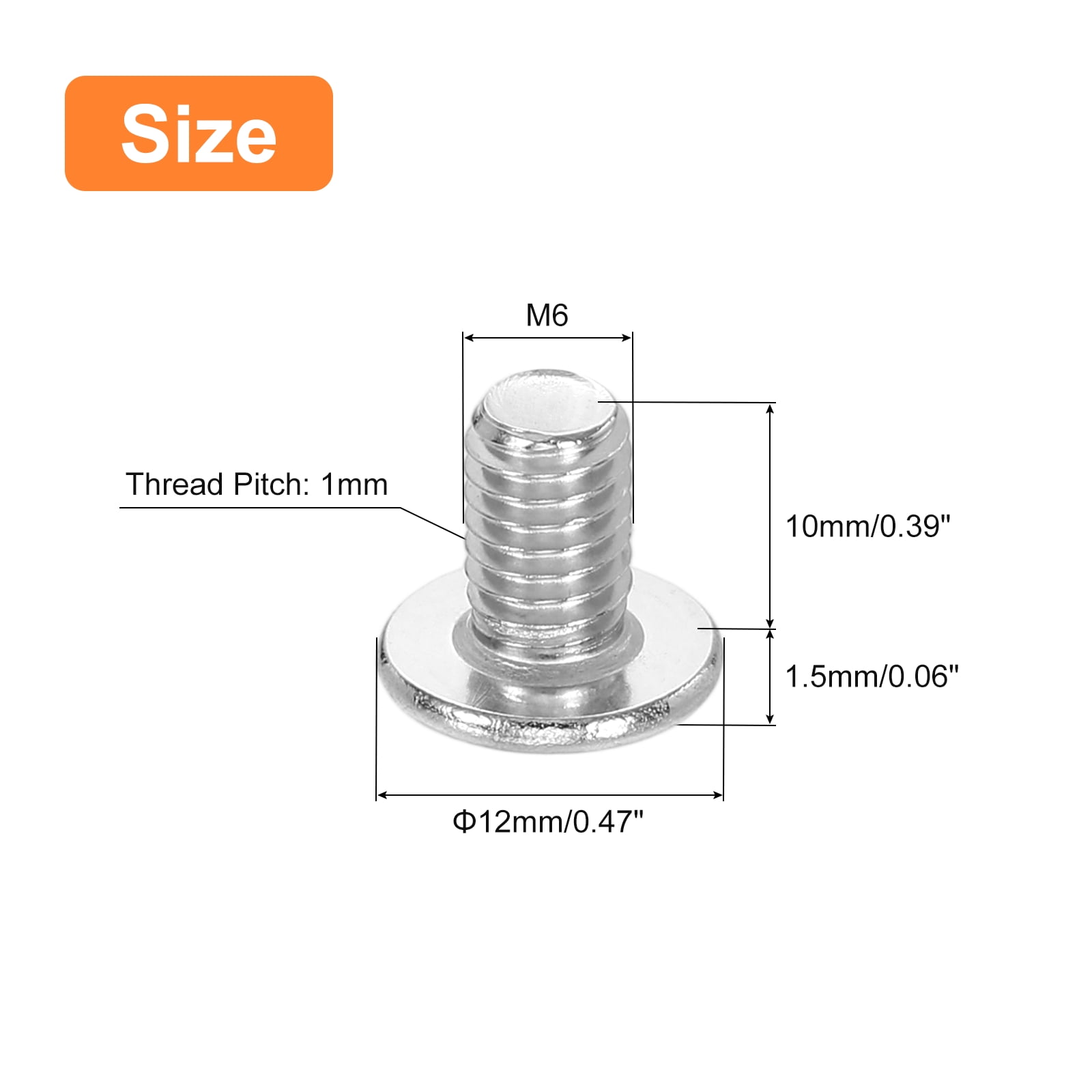 M6-1 x 10mm 100Pack Metal Flat Round Head Screws Phillips Drive Machine Bolt