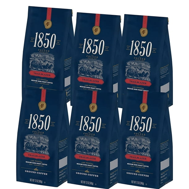 6Pack Folgers 12 Oz Bags, 1850 Trailblazer Blend MediumDark Roast