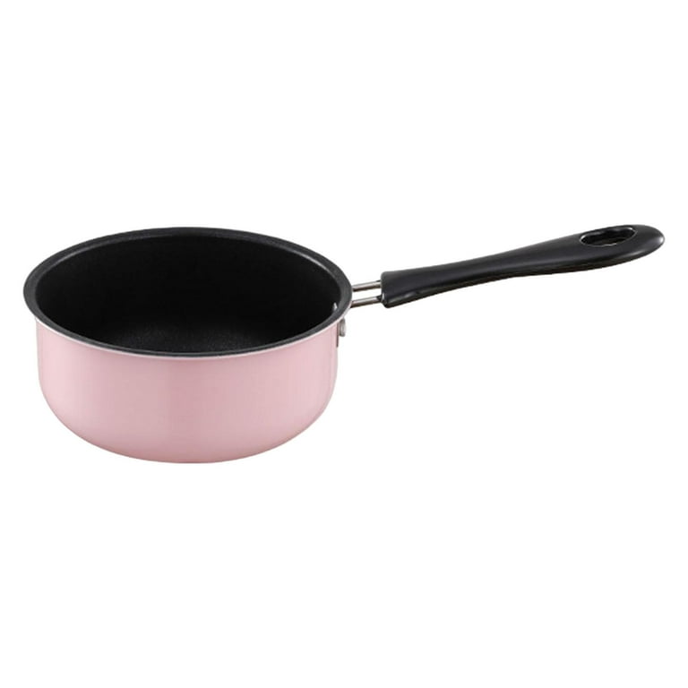 Small Saucepan Mini Soup Pot Cookware with Long Handle for RV, Size: 12.5 cm, Pink
