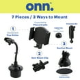 thumbnail image 2 of onn. 7-in-1 Universal Car Phone Mount Kit, Cup Holder, Vent, Dash, Windshield with Adjustable Ball Joint, 2 of 14