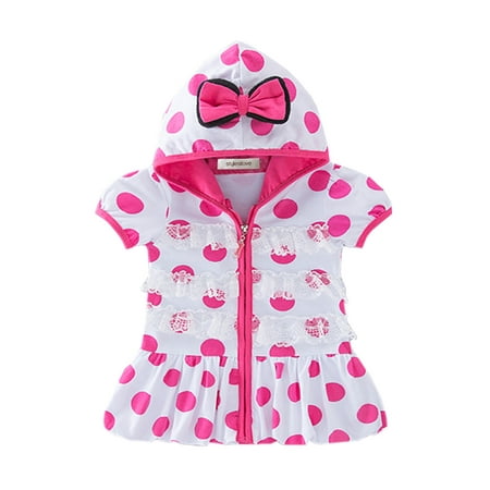 - StylesILove Hot Pink Polka Dot Baby Girl Short Sleeve Hoodie Jacket (100/12-18 Months)