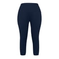 thumbnail image 5 of Capri Leggings for Women Elastic High Waisted 3/4 Length Yoga Pants Summer Soft Lightweight Workout Capris Dark Blue S, 5 of 5