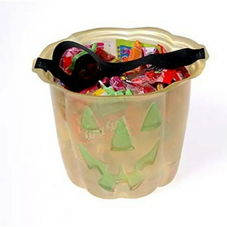 US Toy Pumpkin Buckets 5in Trick or Treat Bucket, Orange Green, 12 Pack