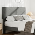 thumbnail image 4 of Queen Size Bed Frame with Upholstered Headboard, Queen Size Platform Bed Frame with Wooden Slat Support, Easy Assembly Platform Bed, No Box Spring Needed & Noise Free, Gray, 4 of 7