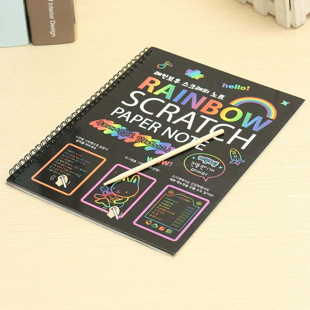 Scratch Paper Art Kit Rainbow Painting Sketch Pad with Drawing Stick ...