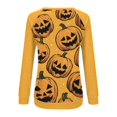 thumbnail image 2 of YVNAURA Women‘s Printed Long Sleeve Round Neck Sweatshirt Casual Loose Fit Pullover Lightweight Fashion Crewneck Top Fall Spring Trendy Graphic Tee Streetwear 1 Pack, Orange,L, 2 of 4