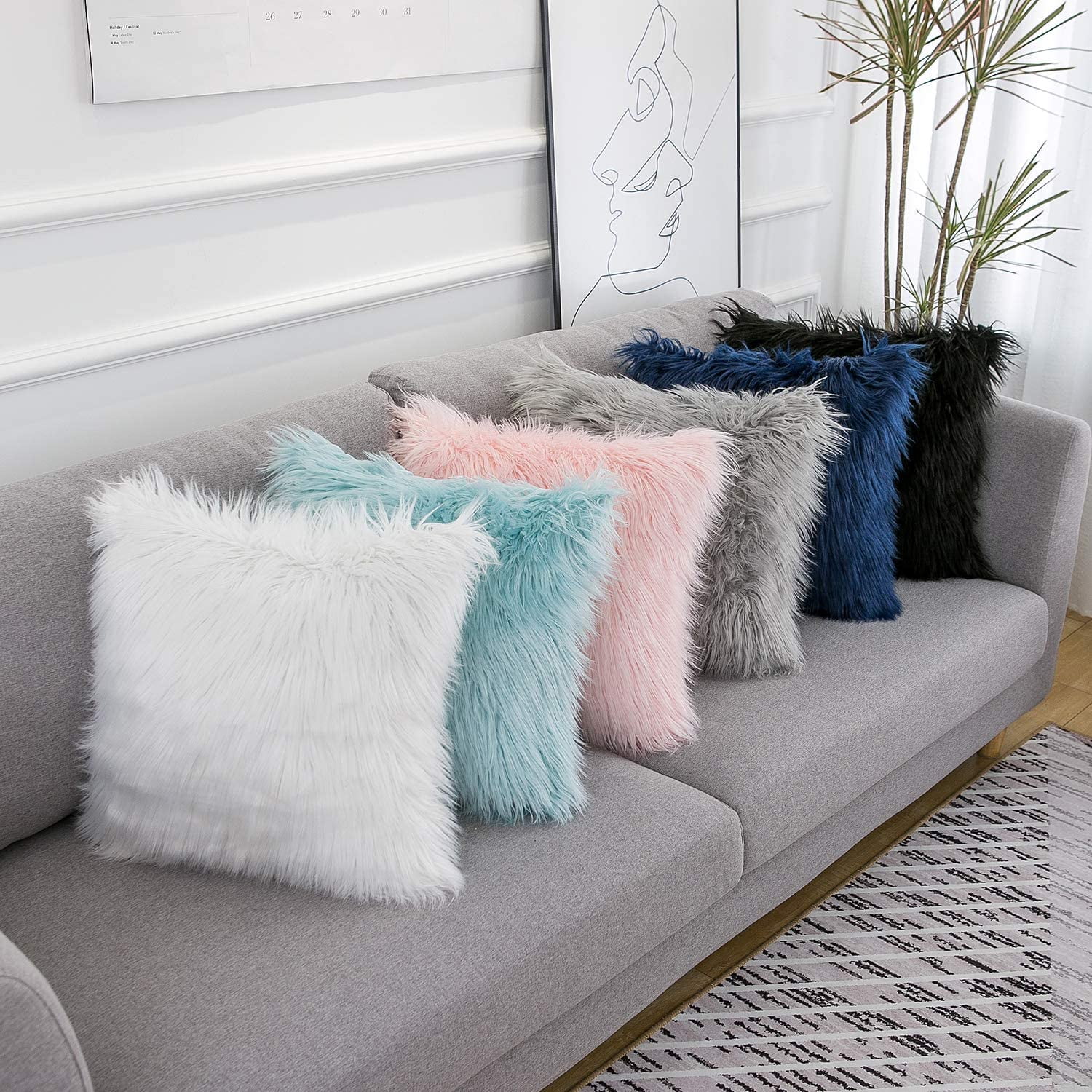 Fuzzy gray pillow hot sale
