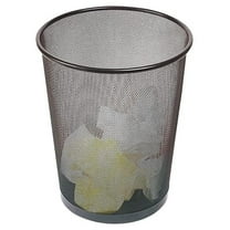 Black Mesh Trash Can 5 Gallon - Round Wastebasket for Office, Home, Under Desk - Steel Construction - 14"H x 11"Dia