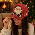 thumbnail image 6 of GrmtClth Christmas Baseball Cap Printed Trucker Hat Cute Holiday Party Costume Accessory Adjustable Red Dad Hat for Adults Festival Daily Wear, 6 of 8