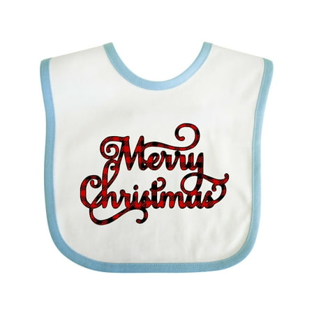 

Inktastic Merry Christmas in Red Plaid Gift Baby Boy or Baby Girl Bib