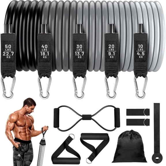 TaitWay 11Pcs Resistance Bands Set, 150LBS Exercise Bands, Workout Bands, with Handles for Men Women, Legs Ankle Straps for Muscle Training