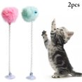 thumbnail image 1 of 2PCS Cat Teaser Wand Interactive Pompom Bell Spring Suction Cup Cat Wand Cat Toy, 1 of 10