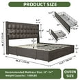 thumbnail image 7 of Uforic Queen Size Upholstered Bed with Charging Station, LED Bed Frame with Headboard, Grey, 7 of 7