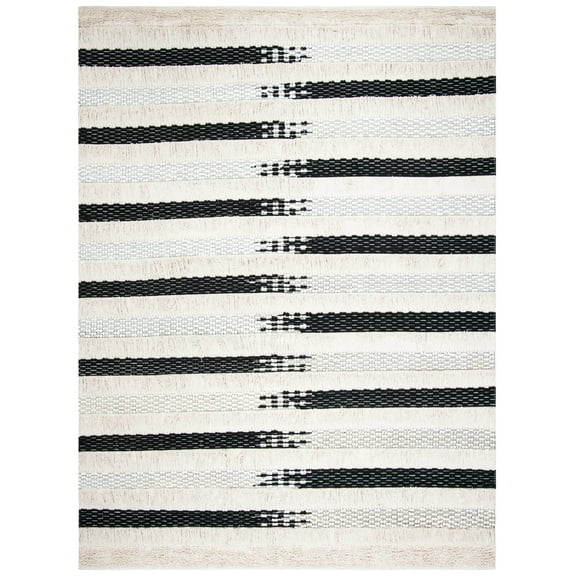 SAFAVIEH Natura Proinsias Striped Cotton Area Rug, Ivory/Black, 10' x 14'