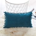 thumbnail image 2 of HZKAICUN Square Decorative Throw Pillow Covers Soft Velvet Outdoor Cushion Covers 12 X 20in with Balls for Sofa Bed, Set of 2, 2 of 15