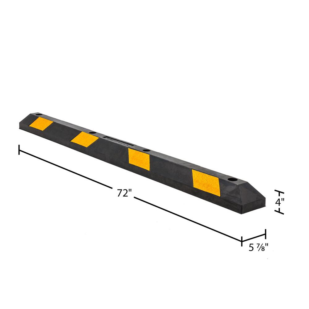 Homguava 72 35Lbs Rubber Parking Bumper 45000lbs Heavy Duty Parking Curb for Garage Parking Block Car Stopper with 8 High Reflective Yellow Safety Stripes 72Lx 6Wx 4H 