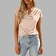 thumbnail image 1 of Tops de Manga Larga de Mujer Casual Draped Cuello de Vaca con Mangas Cortas Y Tejido Elástico Suave, Blusa de Poliéster Relajada para Primavera Verano Diario, 1 of 9
