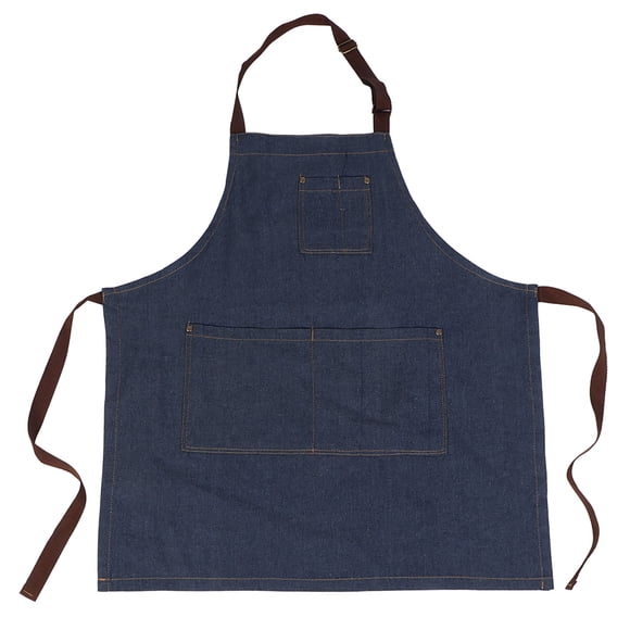 Biuzi Apron, Unisex Denim Working Pockets Apron for Cooking, Grilling and Baking (Blue)