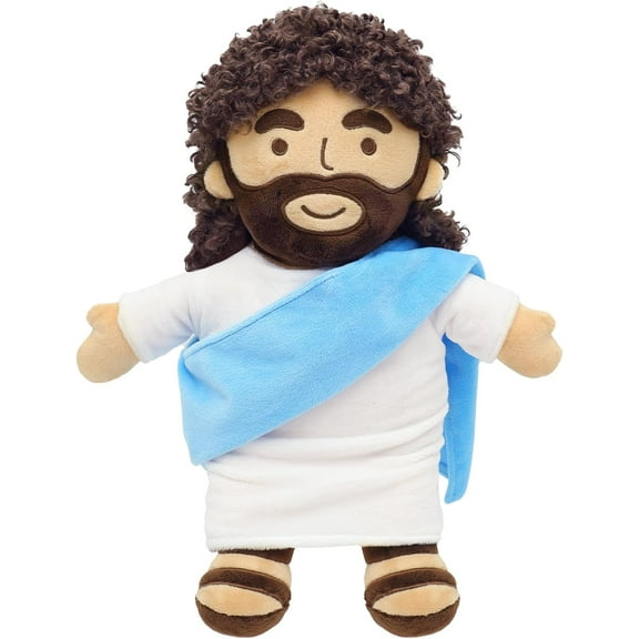 Neighborly Nook Jesus Plush 11.8" Jesus Stuffed Doll Curly Hair Plushies Toys Christian Stuff Religious Party Favors Gifts Christmas Easter Decoration Brown