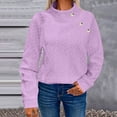 thumbnail image 4 of Smupbvky Womens Cable Knit Sweater Funnel Neck Button Pullover Trendy Winter Casual Cuffes Long Sleeve Thick Tops (XL, Purple), 4 of 7