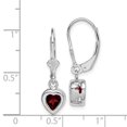 thumbnail image 2 of 925 Sterling Silver Rhodium 6mm Heart Garnet Leverback Earrings, 2 of 7