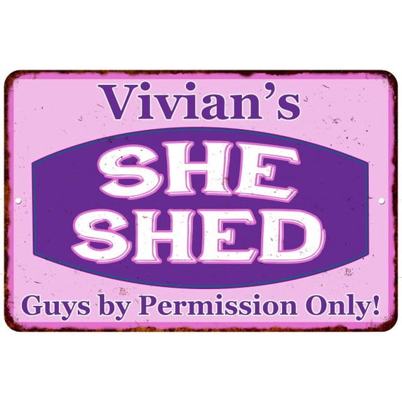 Vivian's Purple & Pink SHE SHED Vintage Sign 8x12 Woman Wall Decor 208120040266
