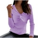 thumbnail image 2 of Suéter de cuello en V para mujer, suéter informal liso de manga larga con cuello en V para mujer, 2 of 8