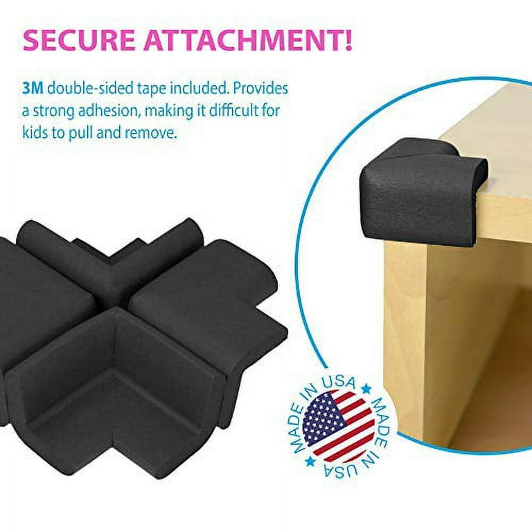 KidKusion 4-Piece Safety Corner Cushion, 4 Pack Black, Child Proofing  Corner Guard, Made in USA, Child Safety, Home Furniture Safety Bumper, Baby  Proof Table Protector, 4 Count (Pack of 4)