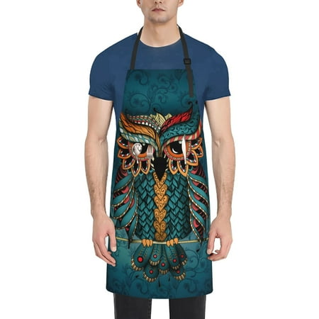 

Picia Owl In Blue Waterproof Apron for Unisex Adult - Adjustable Bib Apron with Pockets Ideal for Cooking Gardening Painting and Household Chores