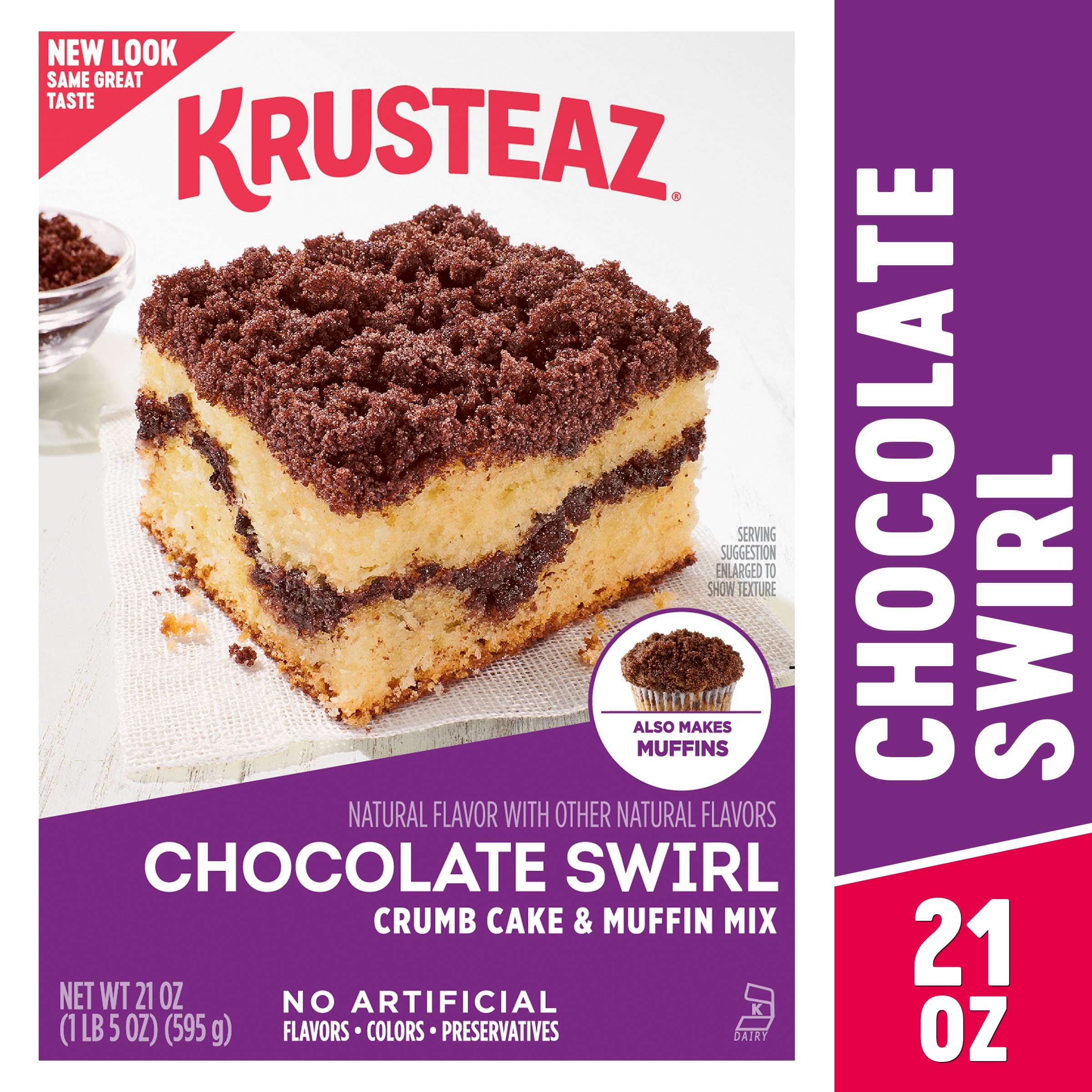 Krusteaz Chocolate Swirl Crumb Cake & Muffin Mix, Made with Cocoa, 21 oz. Box