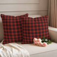 thumbnail image 2 of Red Black Christmas Outdoor Waterproof Pillow Covers, Winter Farmhouse Xmas Checkered Plaid Decorative Square Throw Pillowcase Sofa Cushion Sham for Patio/Couch/Chair, 16"x16" 2 Pack, 2 of 8