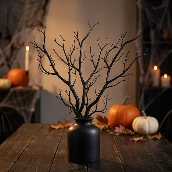Orangide Halloween Artificial Black Bare Twigs Branches, 10 pcs Vase Fillers for Home Table Mantel Decor, Spooky Fall Centerpiece and DIY Craft Supplies for Autumn