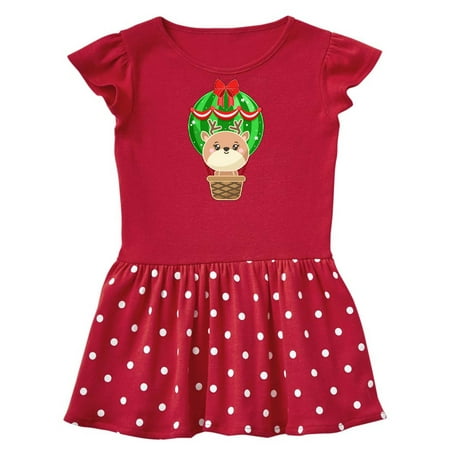 

Inktastic Cute Christmas Reindeer in a Hot Air Balloon Gift Baby Girl Dress