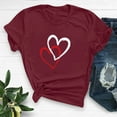 thumbnail image 2 of miqiqism Valentines Womens Outfits Short Sleeve Heart Grapghic Tshirts Top Loose Round Neck Pullover Shirts Lightweight Blouses Clothing 2025 Tees Blouses,#01_Wine,XXL, 2 of 6