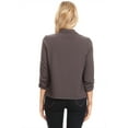 thumbnail image 5 of Women's Fitted Waist Length Jacket Open Front Draped Neck Ruched Sleeves, 5 of 6