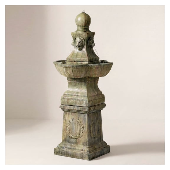 Royal Lion 54" High Large Italian Outdoor Decor Faux Stone Floor Fountain Pedestal Outside Garden Patio Yard