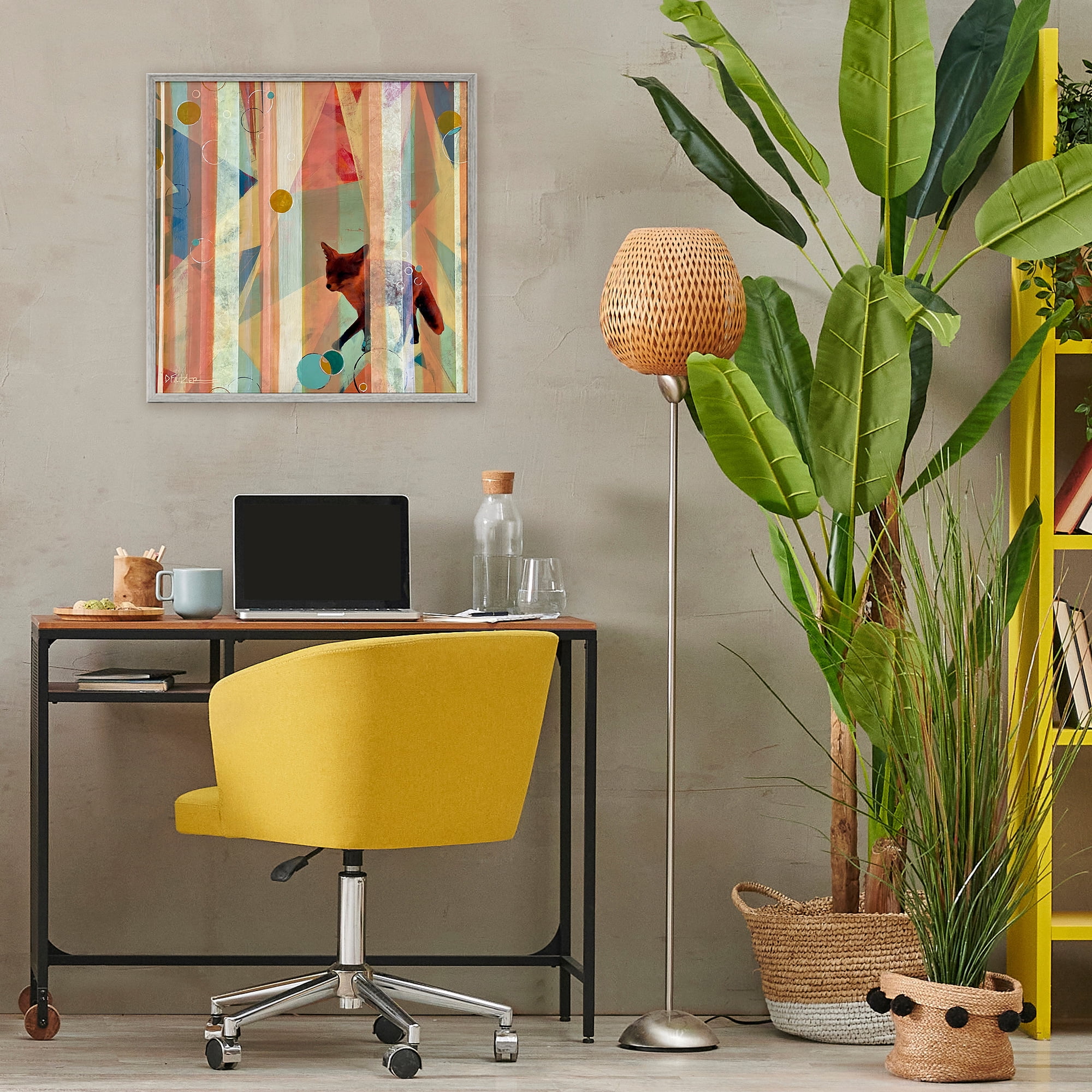 Stupell Industries Making My Move Fox Gray Framed Giclee Art, design by Dianna Fritzler
