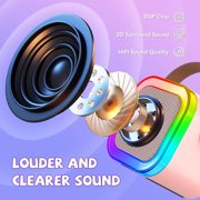BONAOK Mini Karaoke Machine, Portable Karaoke Speaker with 2 Wilreless Microphones for Home Party, Birthday Gifts, Pink