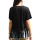 thumbnail image 3 of Camisetas de franjas INSPIRE CHIC para mujer, de manga corta, cuello redondo, lisas, casuales, con borlas, color negro, 3 of 6