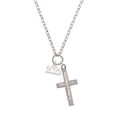 thumbnail image 2 of Delight Jewelry Silvertone Horizontal Year 2022 Be Strong and Courageous Engraved Cross Zoey Necklace, 28", 2 of 4