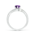 thumbnail image 2 of ANGARA Natural Prong-Set Amethyst Bypass Ring with Diamond Accents in 14K White Gold for Women (Size-6mm) | February Birthstone, Birthday, Anniversary, Jewelry Gift for Women | Natural Amethyst Ring, 2 of 9